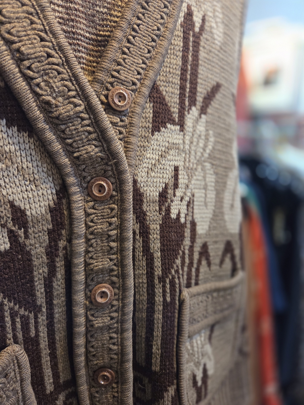 Tan/Brown Floral Button Front Knit Vest (Unsized/Unisex) - Picture 5 of 5